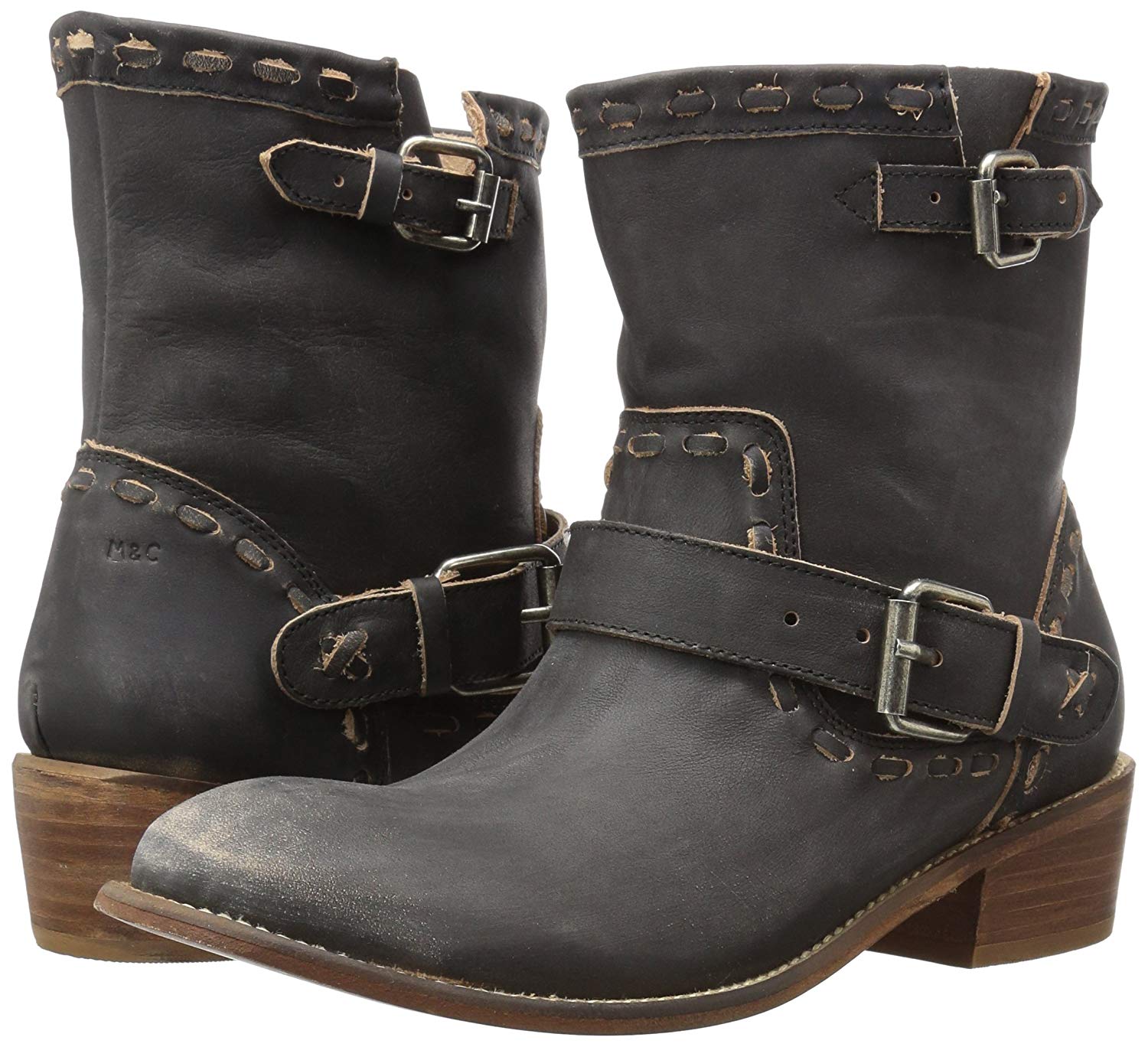 Musse & Cloud Womens Anzel Western Leather Boot, Black, 11