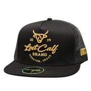 Lost Calf Mens Dusthorn Black Flat Bill Adjustable Snapback Cap Hat