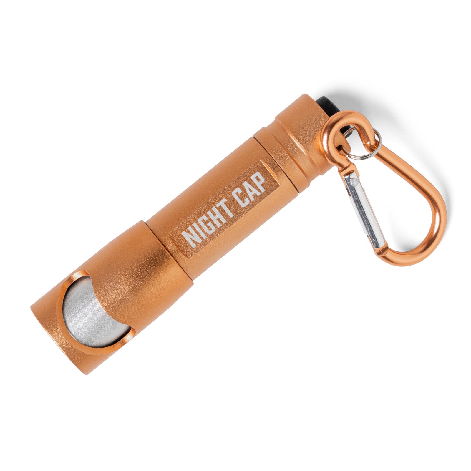 Bunk House Nightcap 2-in-1 Flashlight & Bottle Opener on a Carabiner