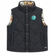 Hooey Youth Cassidy Quilted Reversible Vest, Dark Charcoal/Horse Print