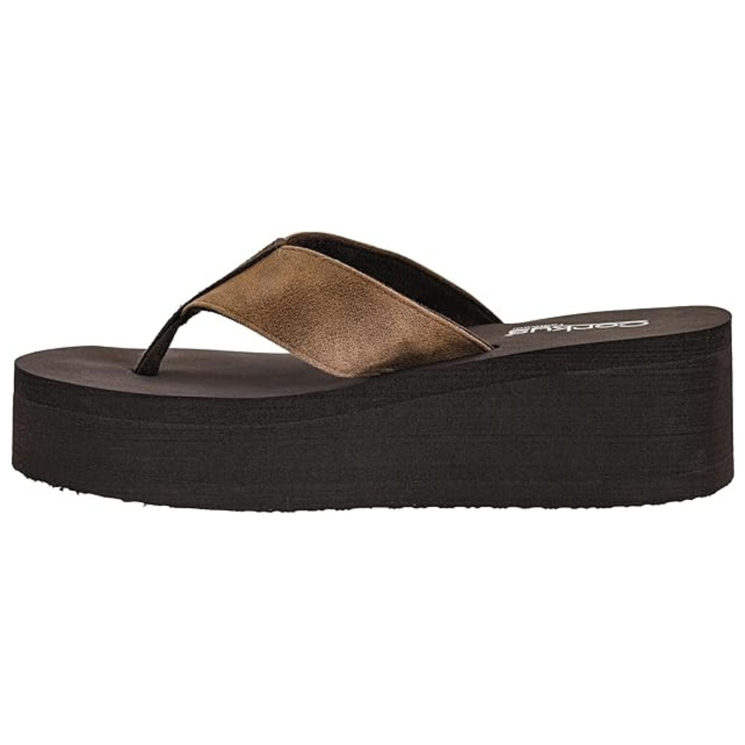 Corkys Womens Mai Tai Flip Flop Wedge Sandals, Tan