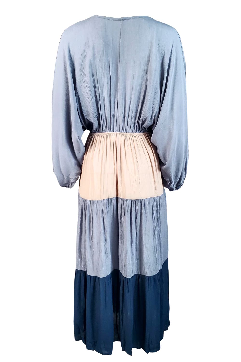 HoneyMe Womens Boho Wrap Colorblock Long Sleeve Dress