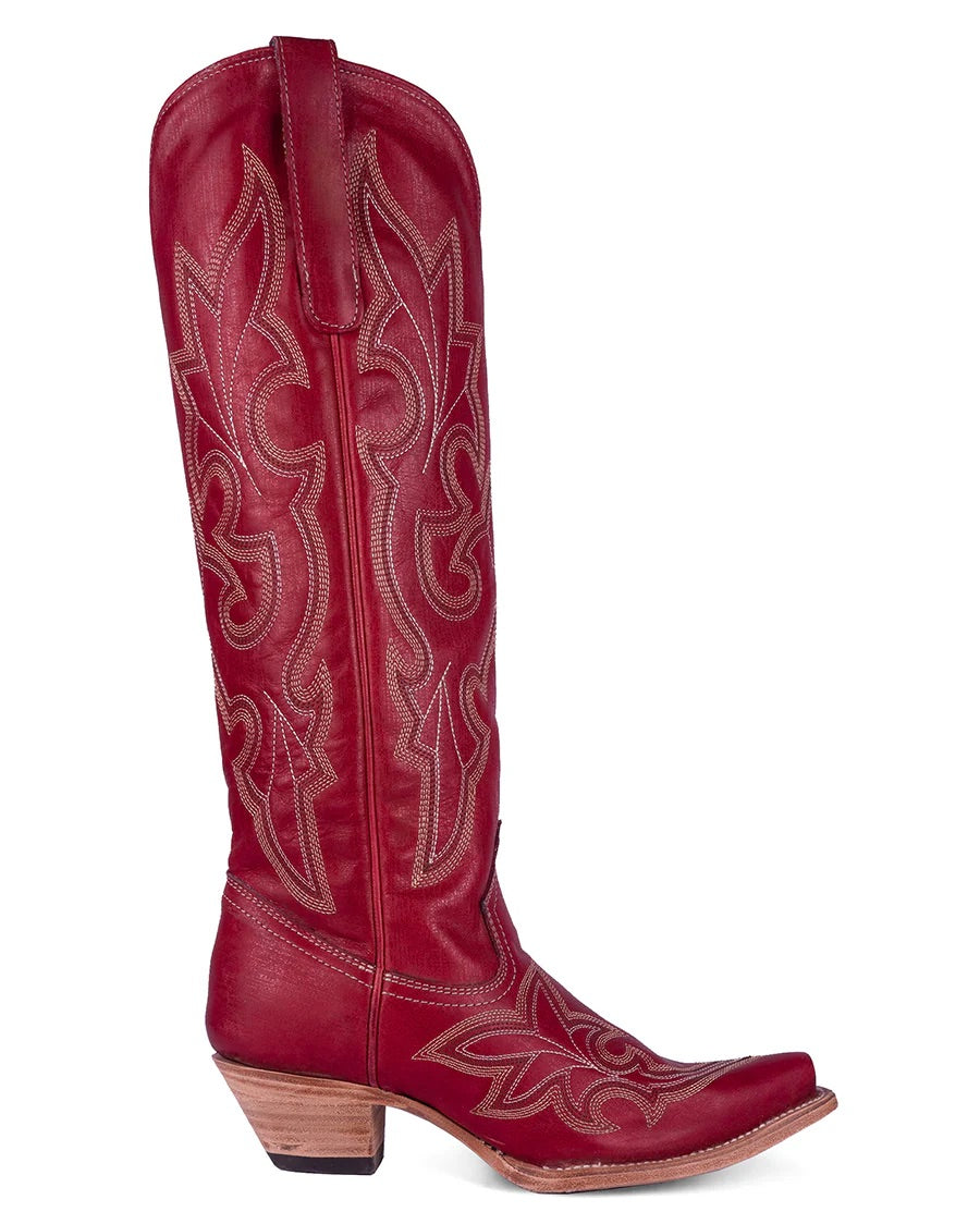 Corral Boots Womens Red Embroidered Tall Top Western Cowboy Boots