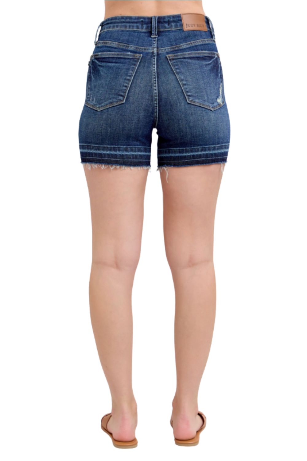 Judy Blue Womens Tummy Control High Waist Release Hem Denim Shorts