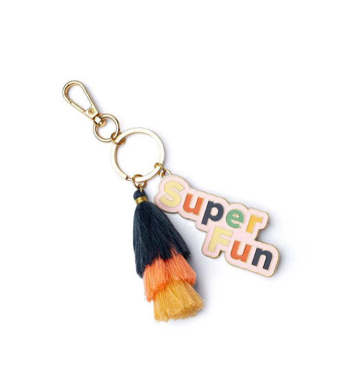 Olivia Moss Brightside Keychain, Playful Phrase and Colorful Tiered Tassel Charm