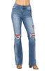 Judy Blue Womens Mid Rise Plaid Patch Bootcut Jeans