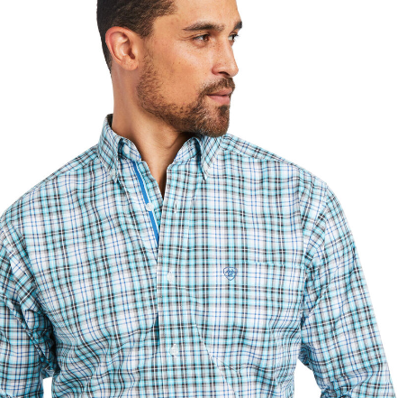 Ariat Men's Pro Series Isaiah Fitted Long Sleeve Button Down Plaid Shirt, M