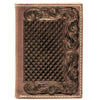 Ariat Mens Basketweave Flower Embossed Leather Trifold Wallet