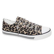 Outwoods Womens Logan 8 Canvas Low Top Sneaker with Sparkle Laces (Leopard)