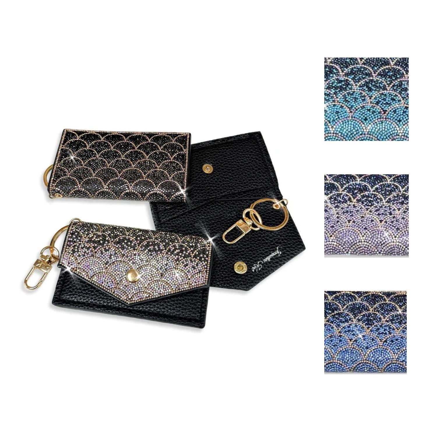 Jacqueline Kent Mermaid Crystal Studded Card Purse Keychain