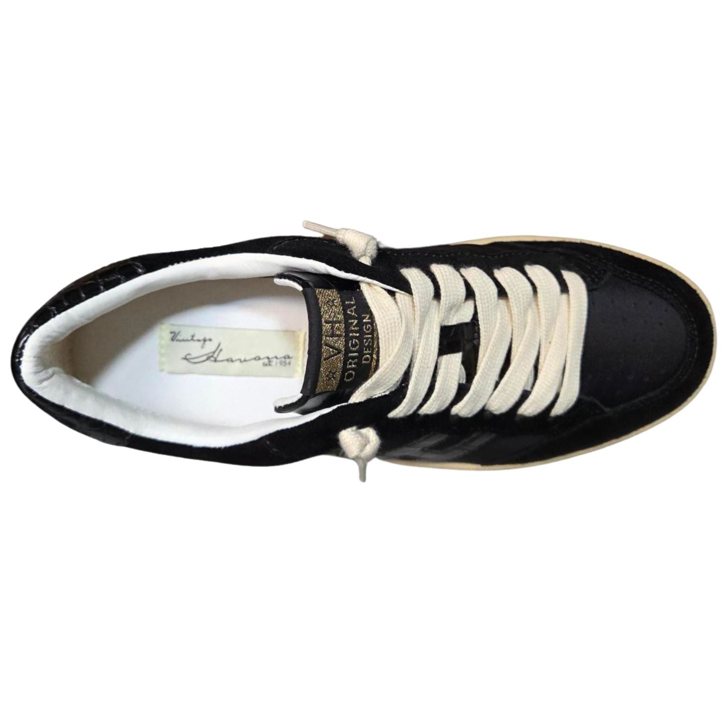 Vintage Havana Womens Next 12 Sneakers, Black/Black Croco