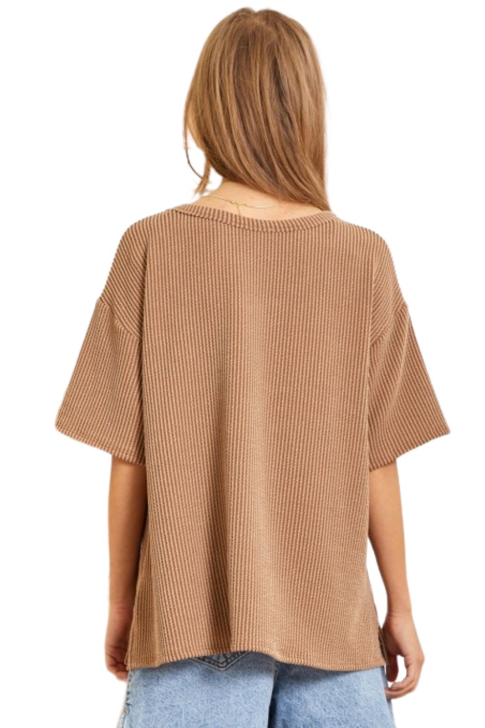 Andree by Unit Womens Loose Fit Ribbed Tunic Top