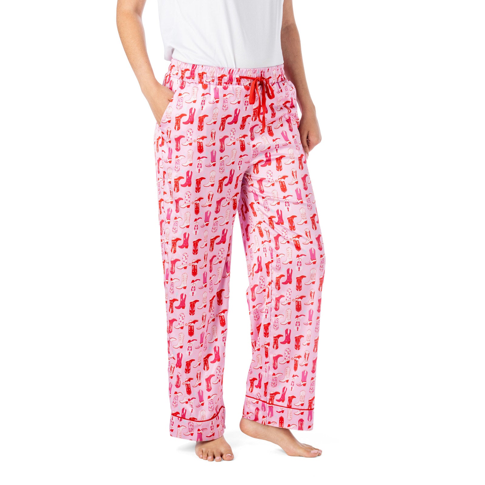 Hello Mello Womens Boots & Bubbles Satin Pajama Pant