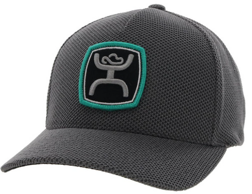 Hooey Mens Zeneith Flexfit, Curved Bill, Grey Hat with Logo