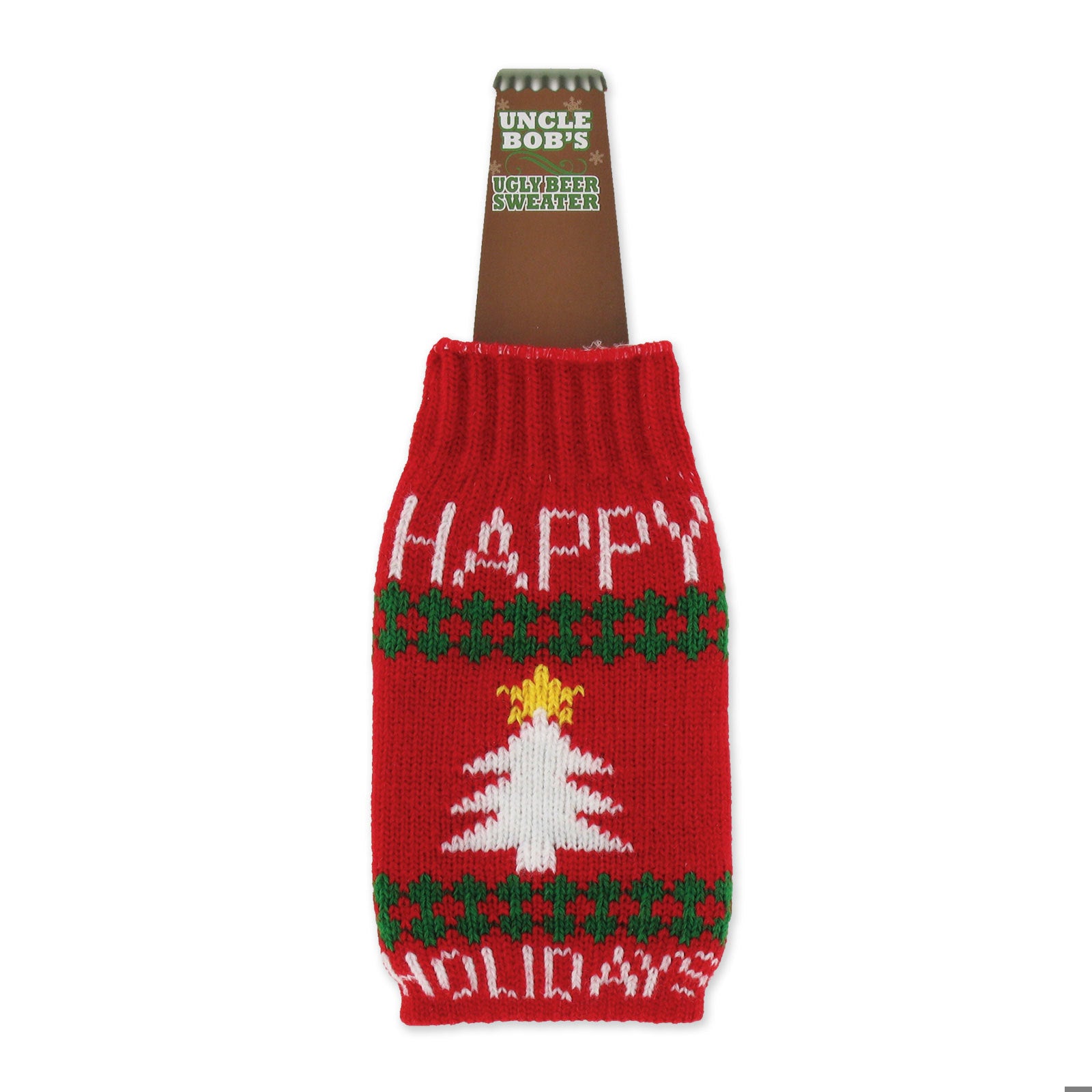 Uncle Bob's Ugly Beer Sweater Koozie Christmas Party Accessory