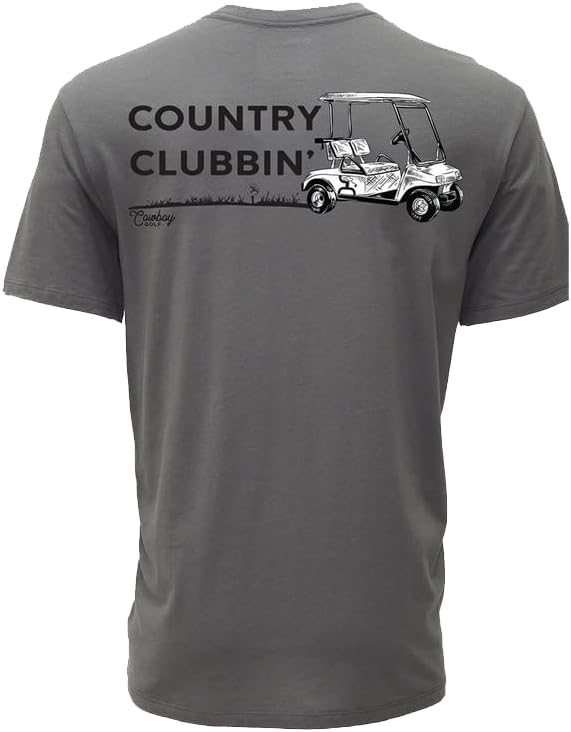 Hooey Mens Cowboy Golf Easy Ridin' Short Sleeve T-Shirt, Steel Grey