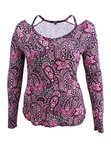 Ultra Flirt Juniors' Printed Cutout-Neck Top