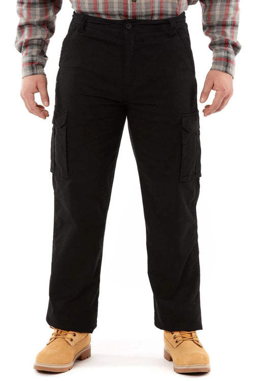 Smith's Workwear Mens Relaxed Fit Stretch Fleece-Lined Canvas Cargo Pant