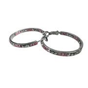 Jacqueline Kent Inside Out Chaparral Crystal Hoop Earrings (Black/Pink, 30MM)