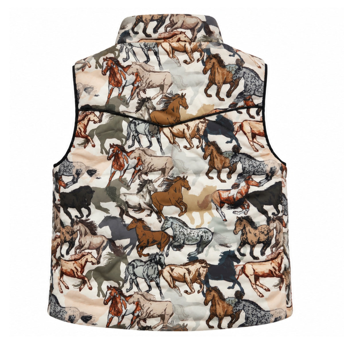 Hooey Women's Cassidy Quilted Reversible Vest, Dark Charcoal/Horse Print