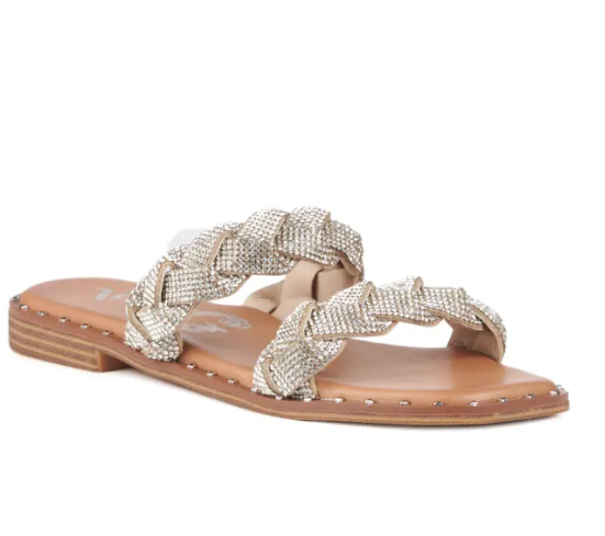 Very G Gypsy Jazz Womens Twisty Rhinestone Top Slip On Fashion Sandal