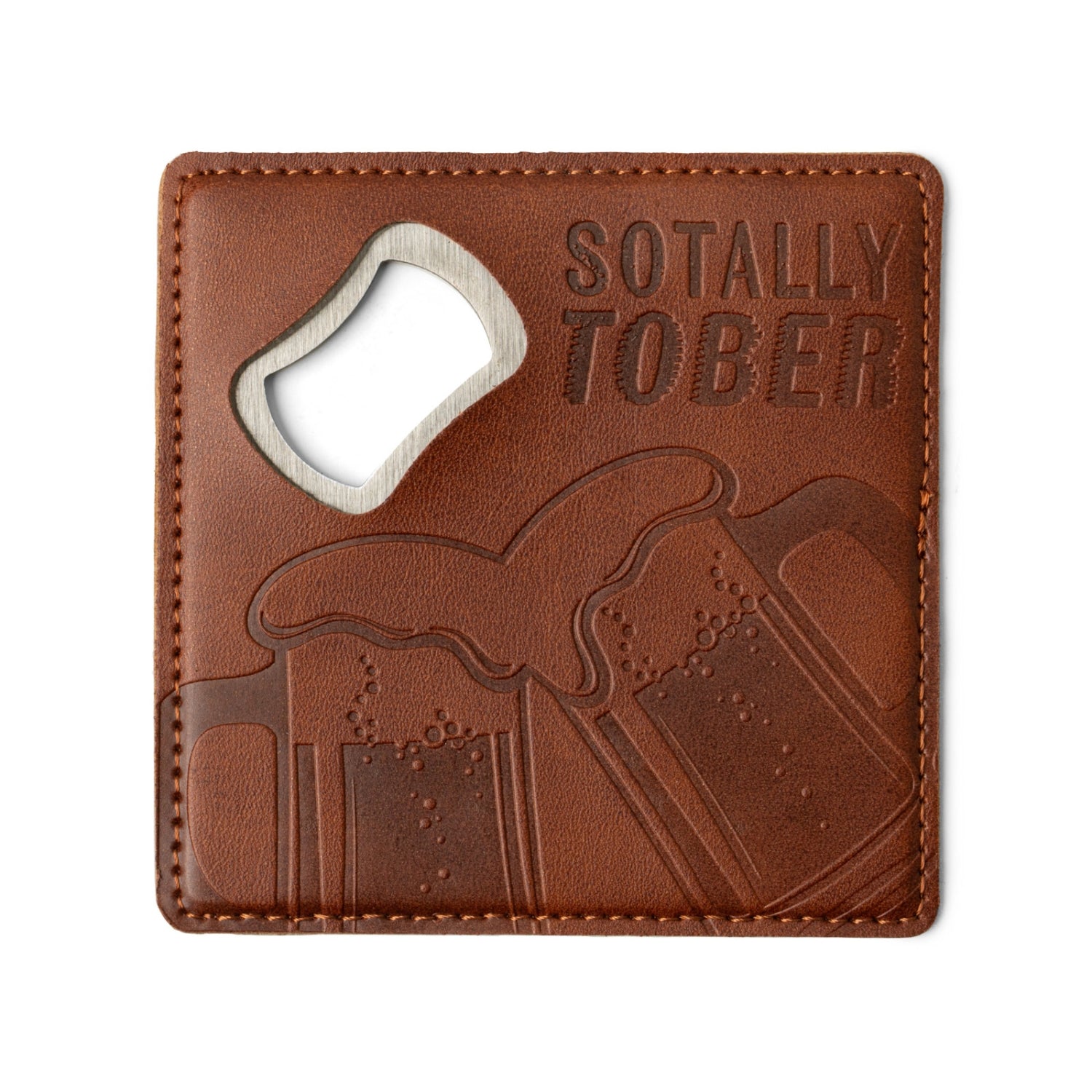 Brodeo Drive Embossed Vegan Leather Bottle Opener and Coaster