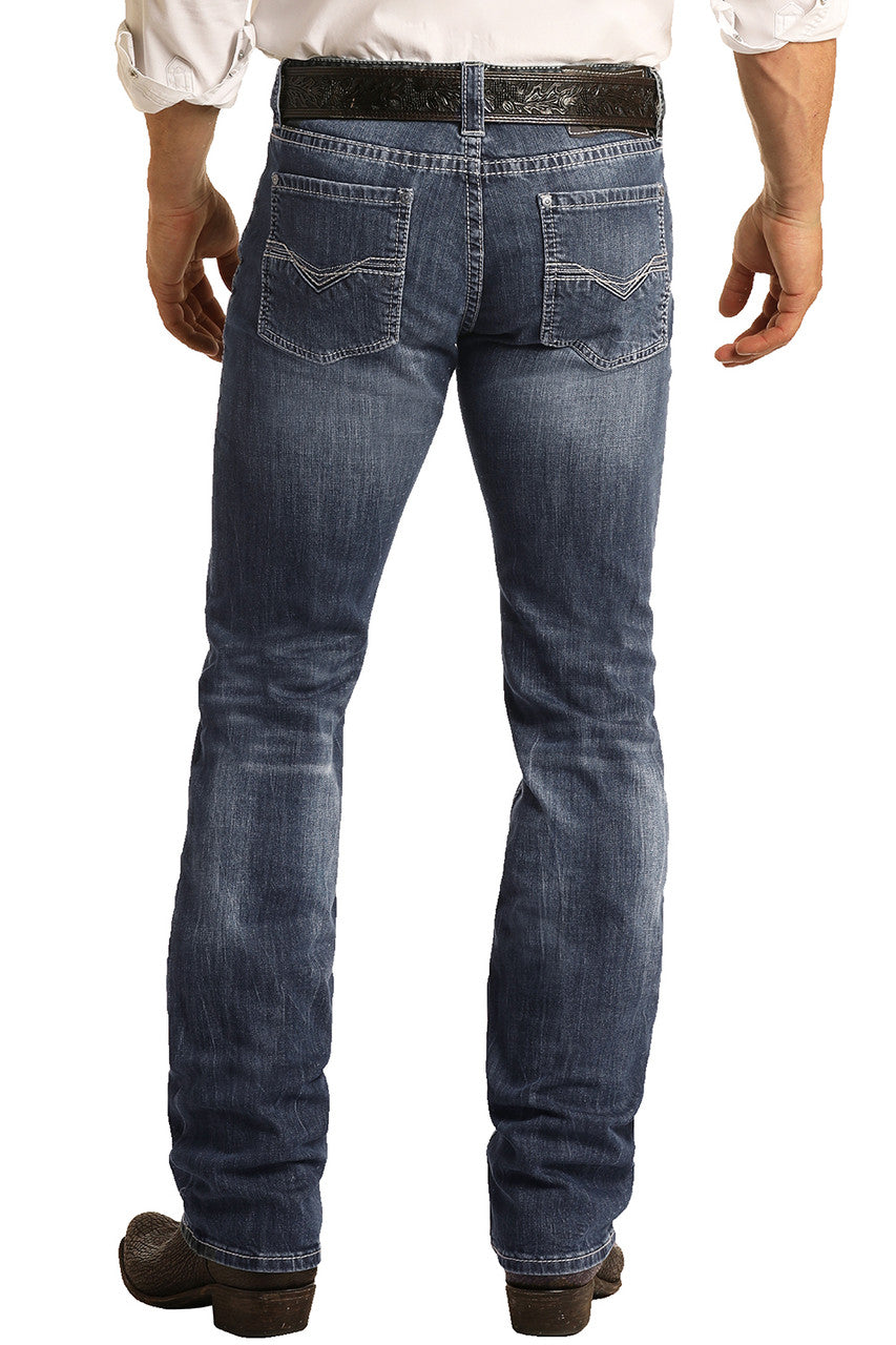 Rock & Roll Denim Mens Slim Fit Stretch Straight Bootcut Jeans
