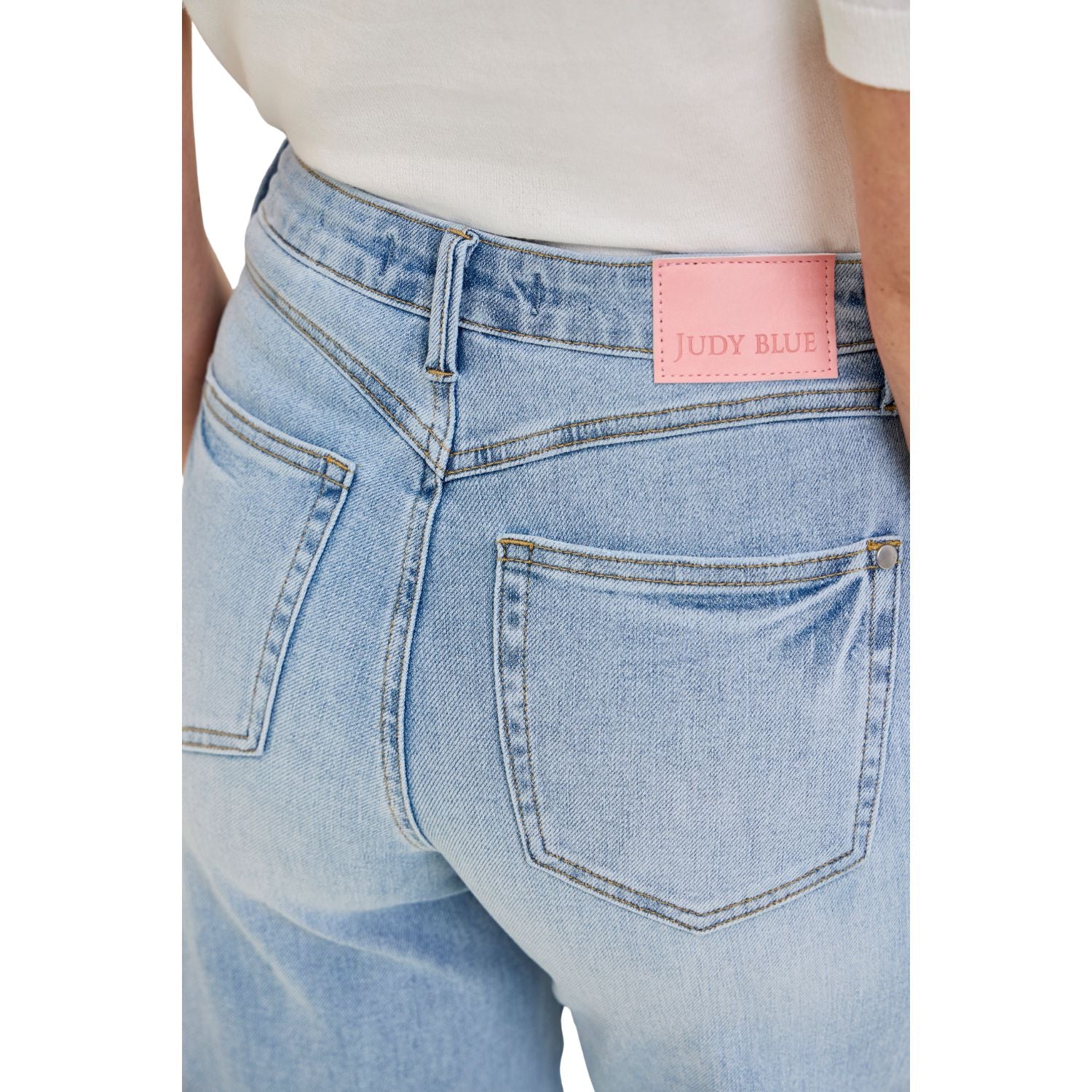 Judy Blue Womens Petite High Waist 90s Straight Leg Denim Jeans- Light Wash