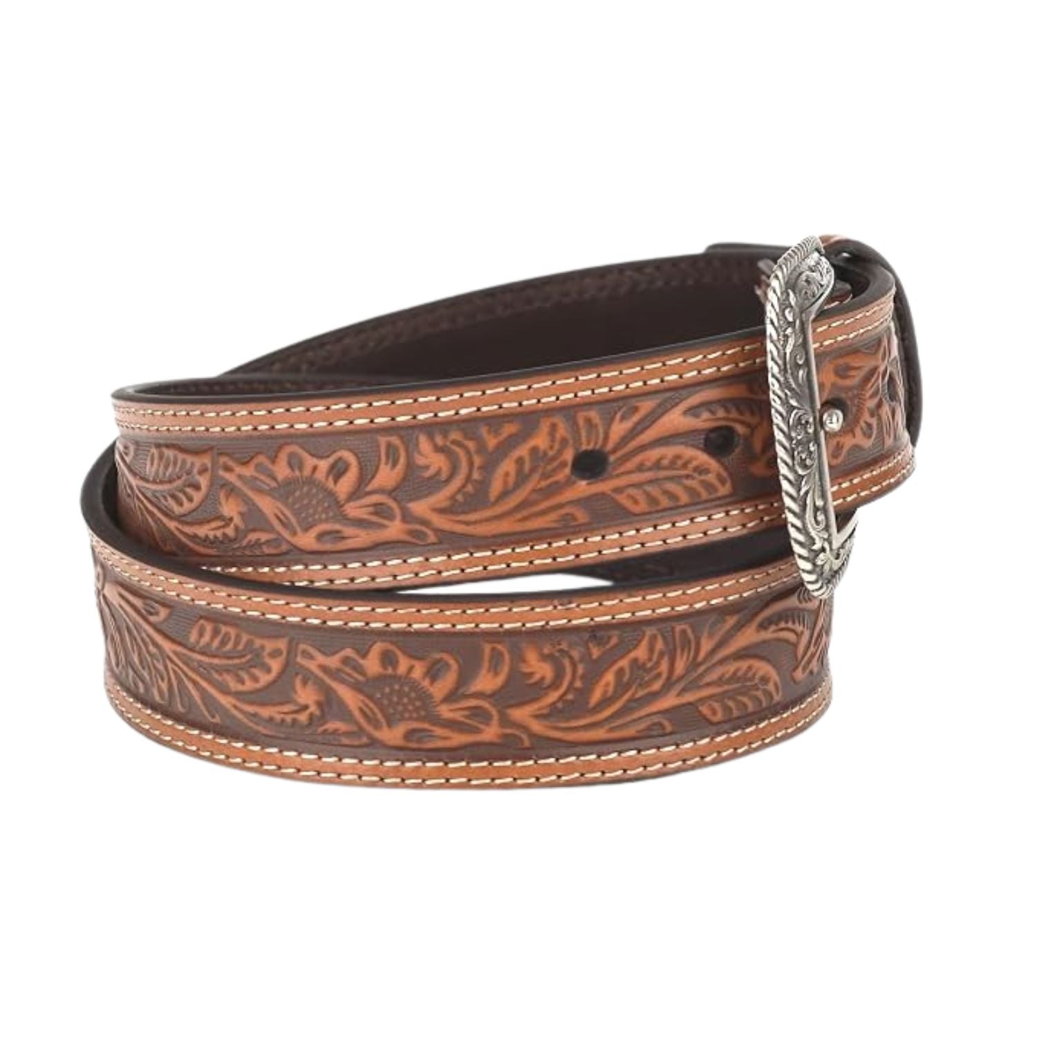 Ariat Men's Floral Tooled Double Stitch 1 1/2' Belt