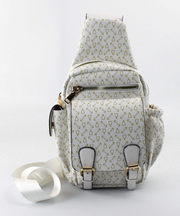 AR New York Vegan Leather Sling Bag, White and Gold