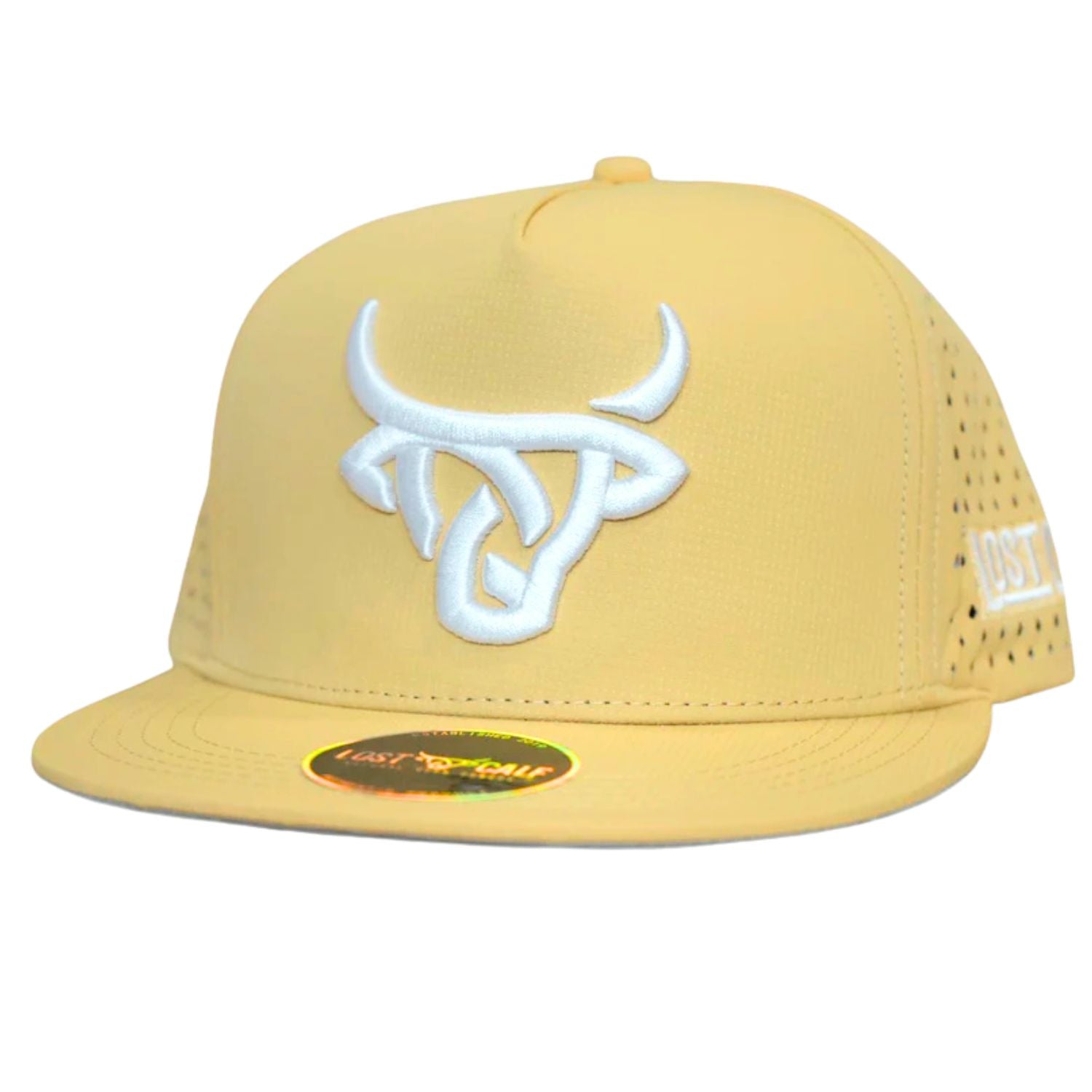 Lost Calf Mens Dri Fit Vanilla Flat Adjustable Snapback Cap Hat