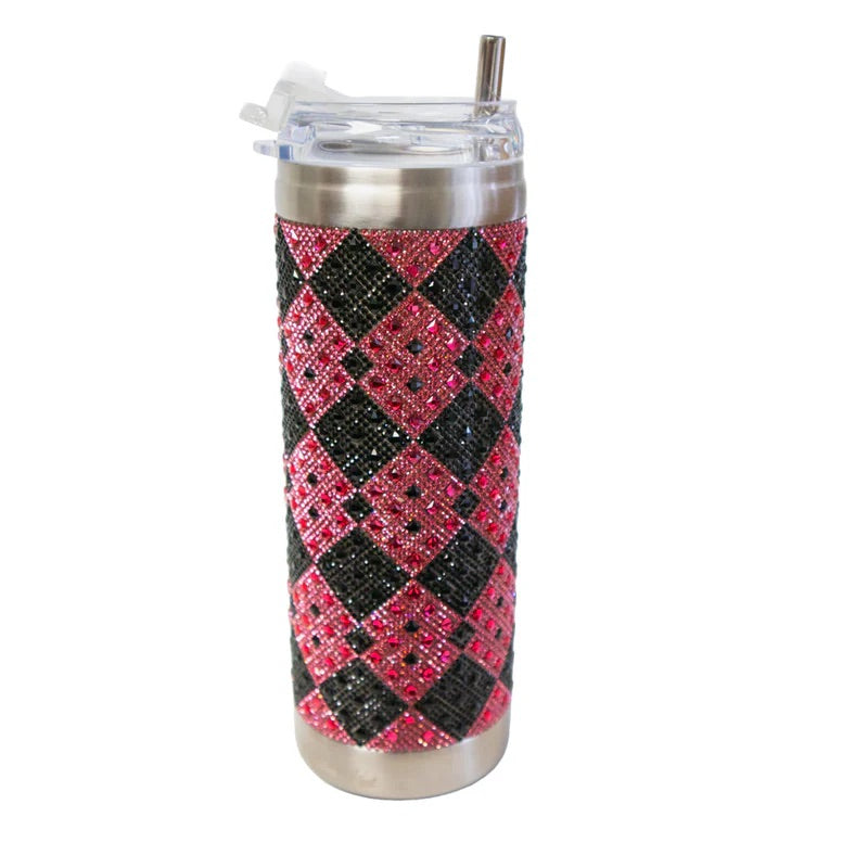 Jacqueline Kent Rebel Rose Collection Pink and Black Crystal Tumbler Cup