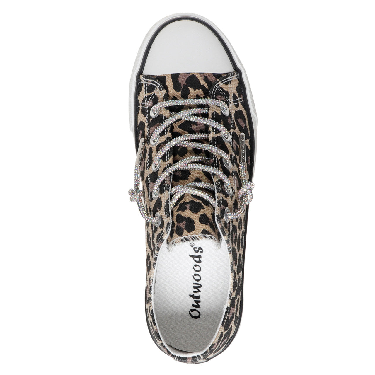 Outwoods Womens Logan 8 Canvas Low Top Sneaker with Sparkle Laces (Leopard)