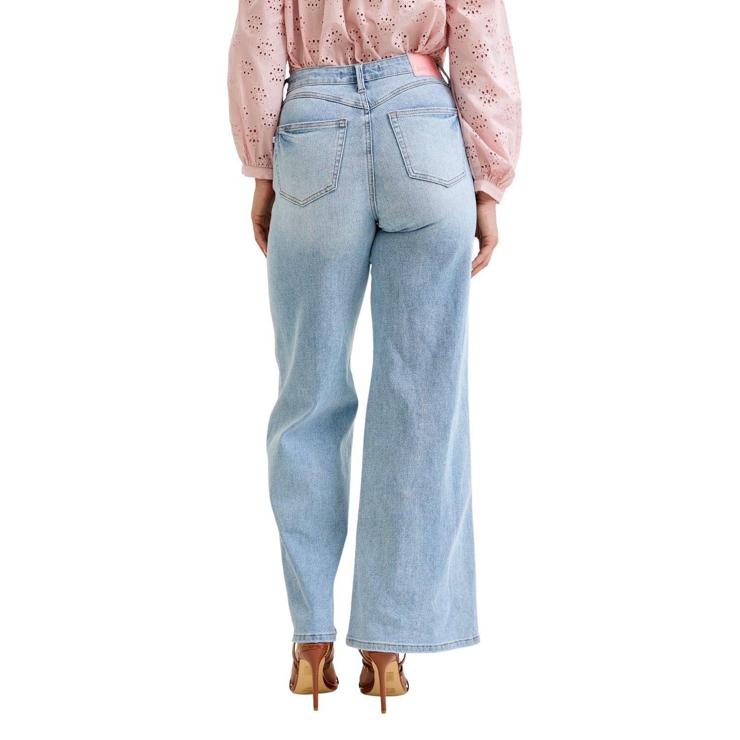 Judy Blue High Waist Tummy Control Retro Wide with Curve Coin Pocket, Light Wash