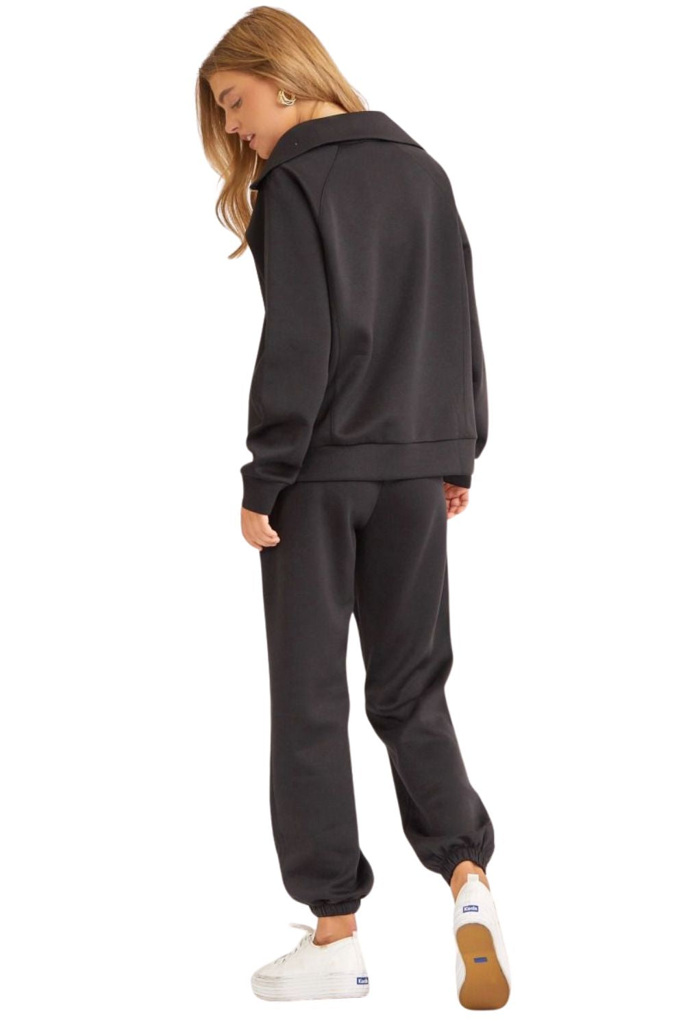 Dear Scarlett Womens Hamptons Long Sleeve Top with Pants Travel Set, Black