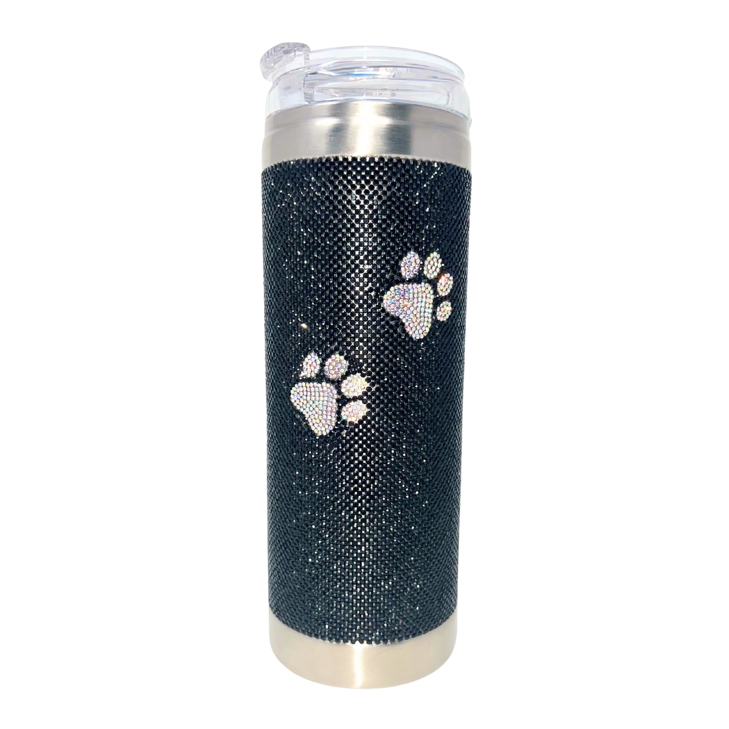Jacqueline Kent Diamonds in the Ruff 20 oz Crystal Drink Tumbler, Black with Paws