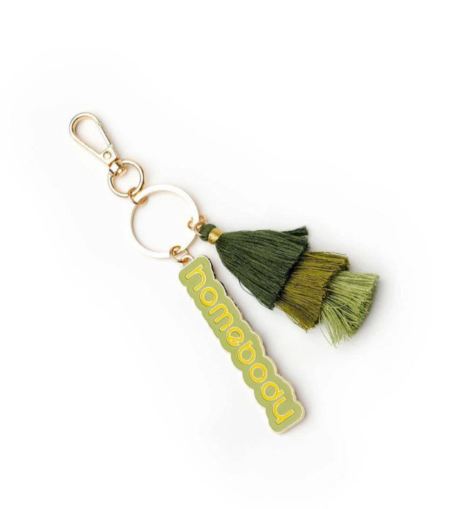 Olivia Moss Brightside Keychain, Playful Phrase and Colorful Tiered Tassel Charm