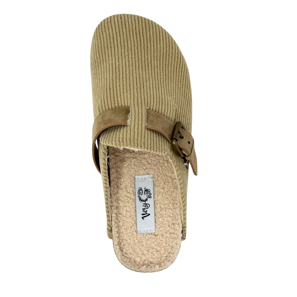 Very G Women's Joanna Corduroy Buckle Detail Slip-On Clogs, Cream