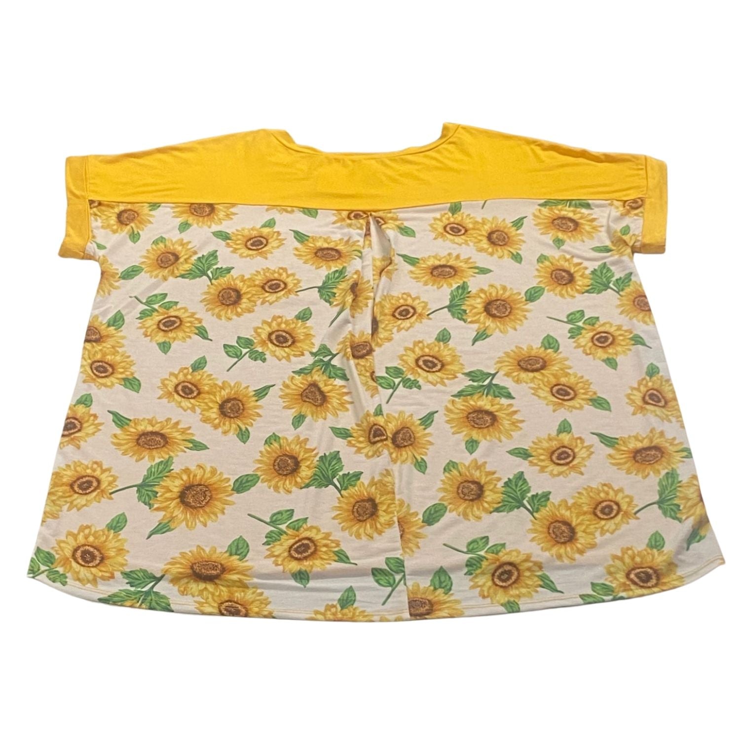 HoneyMe Womens Sunflower Print Rolled Short Sleeve Top