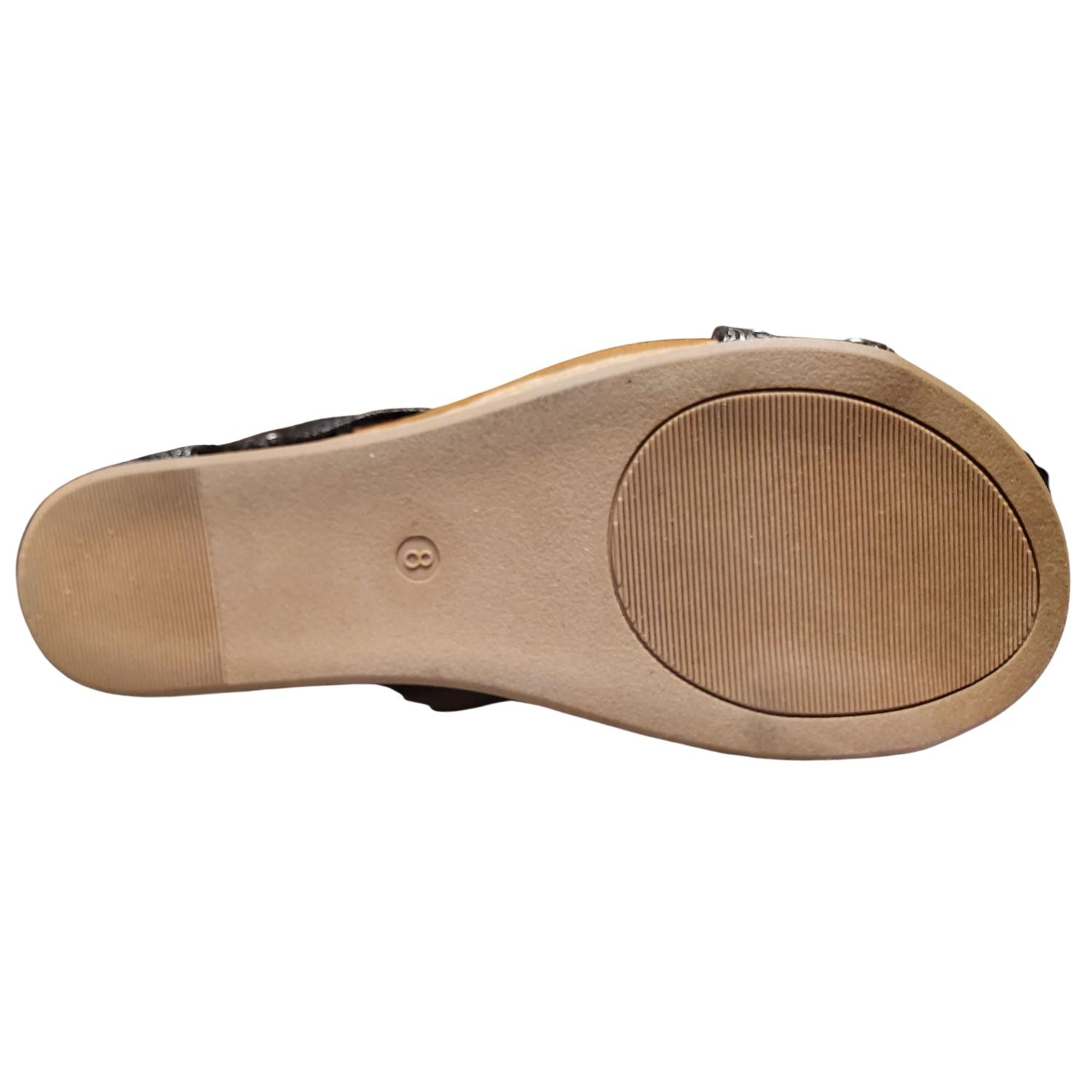 Very G Womens Isabella Tooled 2 Wedge Heel Platform Sandal, Charcoal