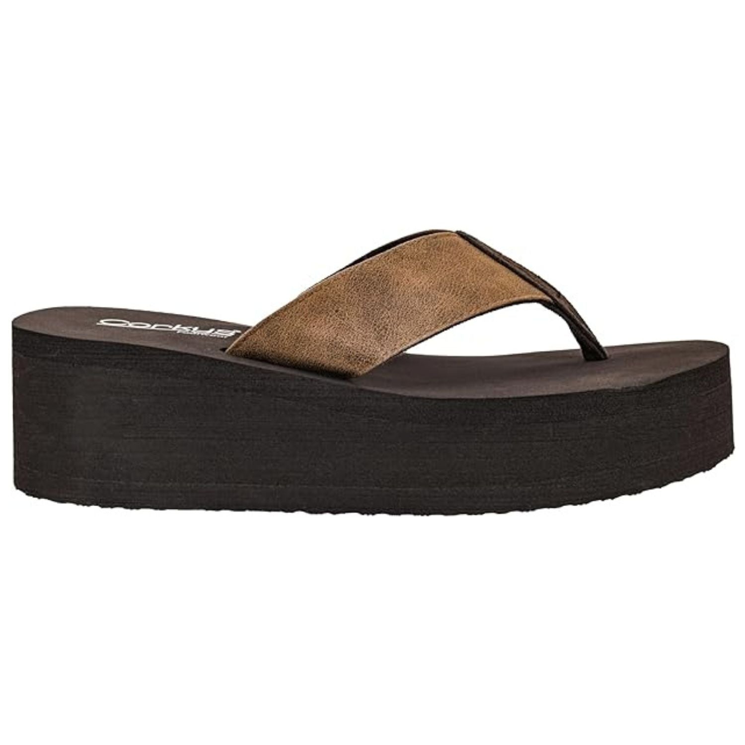 Corkys Womens Mai Tai Flip Flop Wedge Sandals, Tan