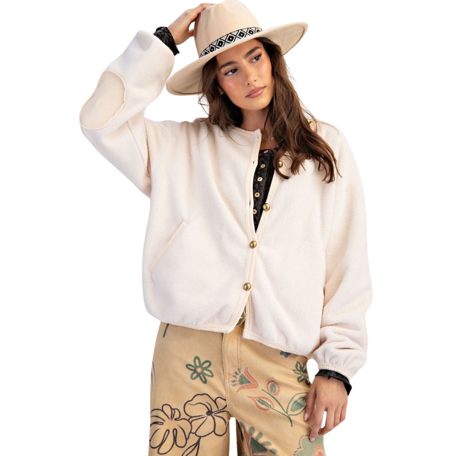 Easel Womens Soft Wash Fleece Jacket