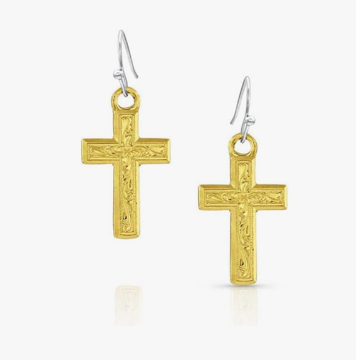 Montana Silversmiths Earrings Womens World of Faith Cross