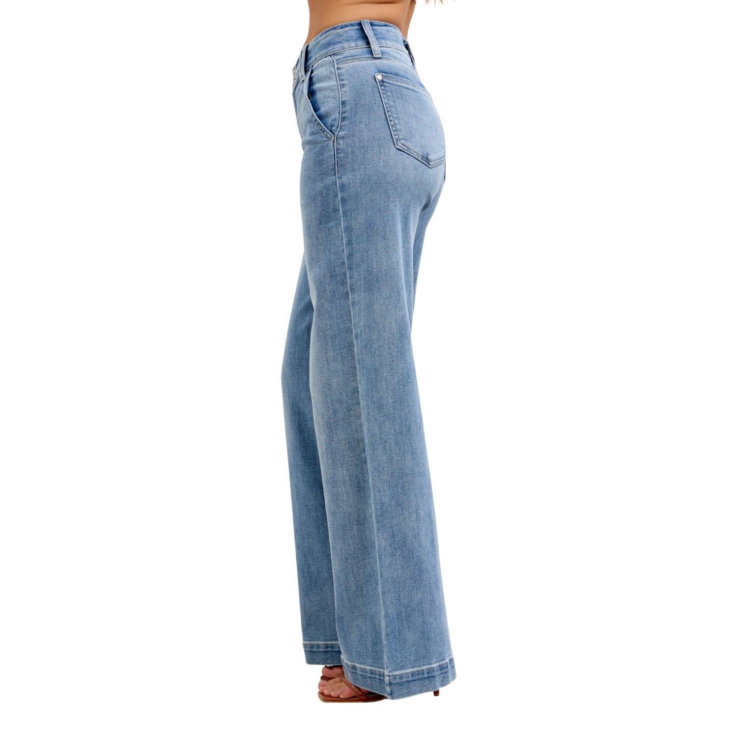 Judy Blue Womens High Waisted Wide Leg Trouser Jeans