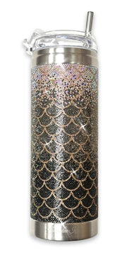 Jacqueline Kent 20oz Mermaid Crystal Tumbler - Lid, Straw, Gift Bag (Midnight)