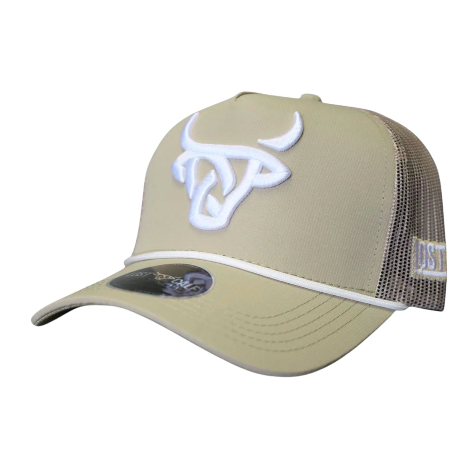 Lost Calf Mens Dri Fit Khaki A Frame Adjustable Snapback Cap Hat