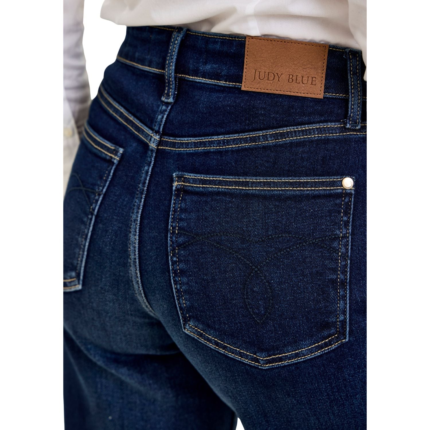 Judy Blue Womens High Waist Petite Lux Retro Wide Leg Jeans- Dark Twilight Blue