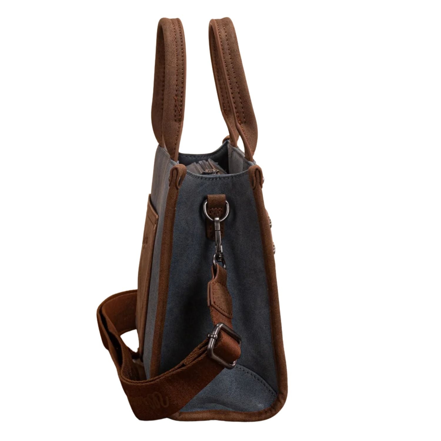 Wrangler Buckle Tote Crossbody PU Leather Purse- Jean