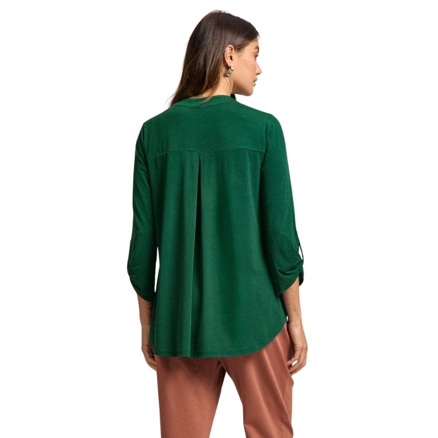 Dear Scarlett Womens Lizzy Relaxed Flowy High Low Blouse, Jewel Green
