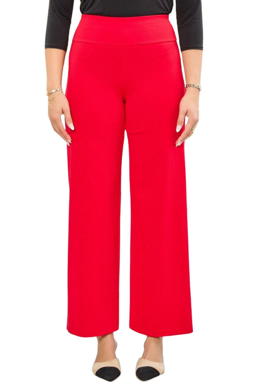 Dear Scarlett Womens Magic High Waist Wide Leg Regular Fit Pants, Red